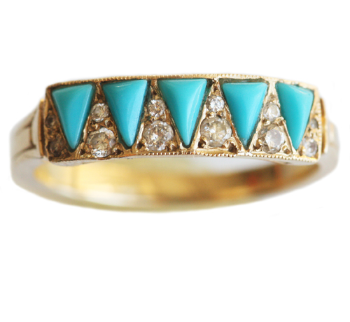 Turquoise and Diamonds in Gold from Mociun