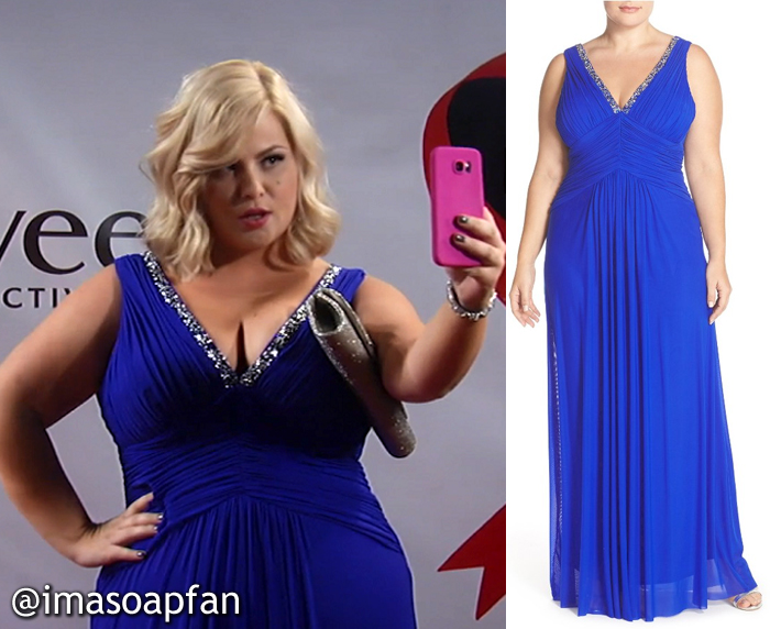Amy Driscoll, Risa Dorken, Pleated Cobalt Blue Gown with Beaded Neckline, Nurses Ball, GH, General Hospital