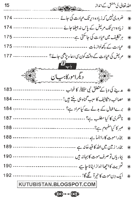 Index of Allah Taala Ki Bakhshish Ke Andaz Book