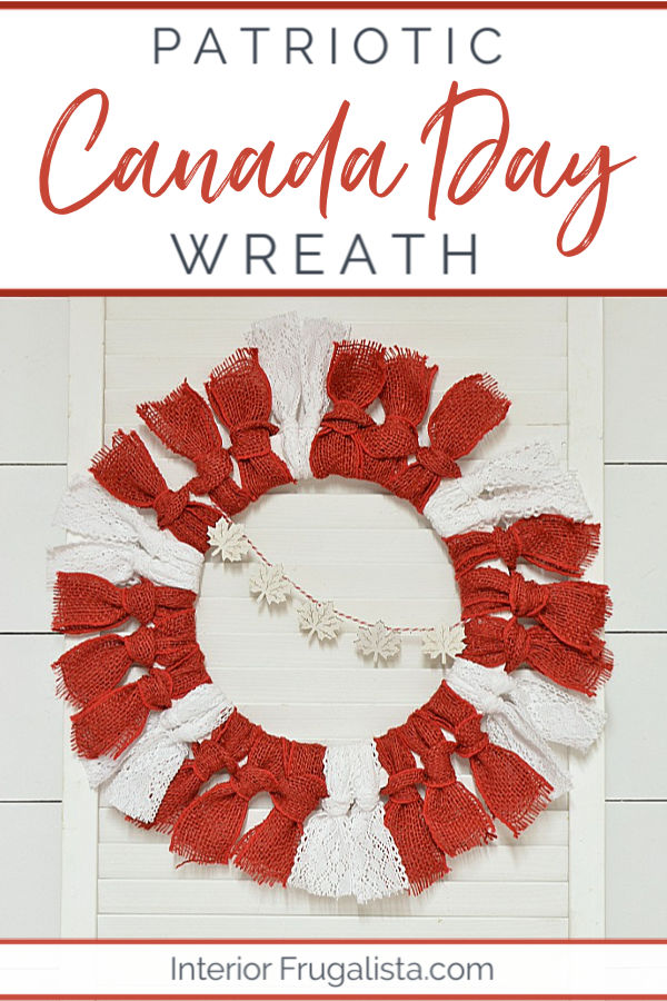 Patriotic Canada Day Wreath Dollar Store Craft. #patrioticcrafts #patrioticwreath #patrioticdoorwreath