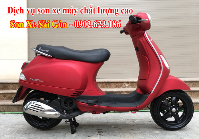 Mẫu sơn xe Vespa LX màu đỏ nhám cực đẹp