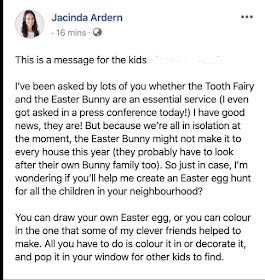 Jacinta Arderns letter to children tooth fairy easter bunny are key workers