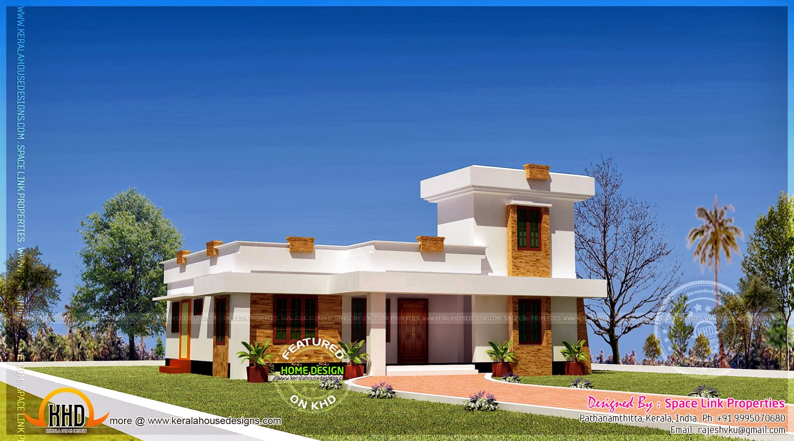  Flat  roof  style single  storied house  Kerala home  design  