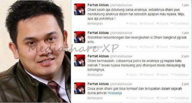 Kata Tweet Farhat Abbas kepada Al El Dul, Ahmad Dhani, Deddy Corbuzier