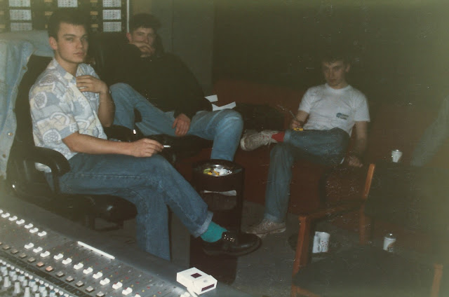 John Pennington, Carl, Baz. Strawberry Studios. December 1988