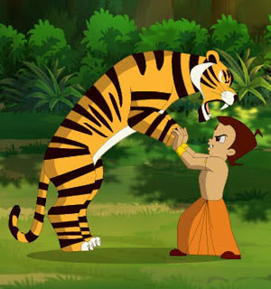 Wallpaper gambar Chhota Bheem melawan harimau