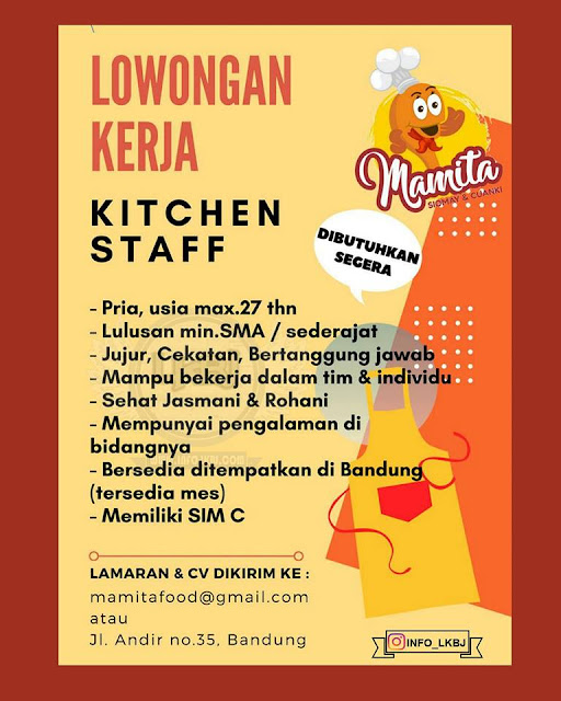 lowongan kerja staff kitchen di bandung