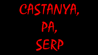 Fons negre: lletres  vermelles: "Castanya, pa, serp".