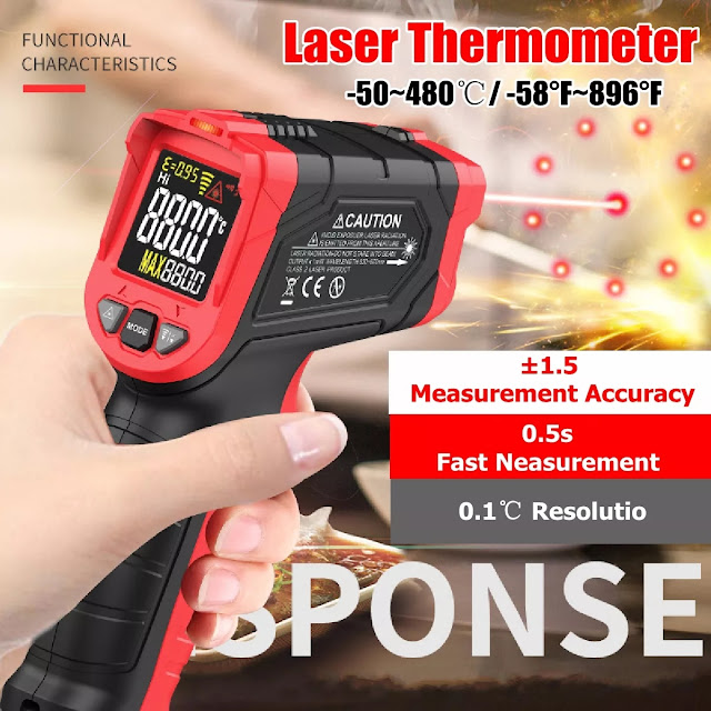 TA601B Laser 9-point Measurement Infrared Thermometer Range -50~680℃/ -58°F~1256°F 