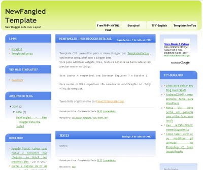 New Fangled Blogger Template