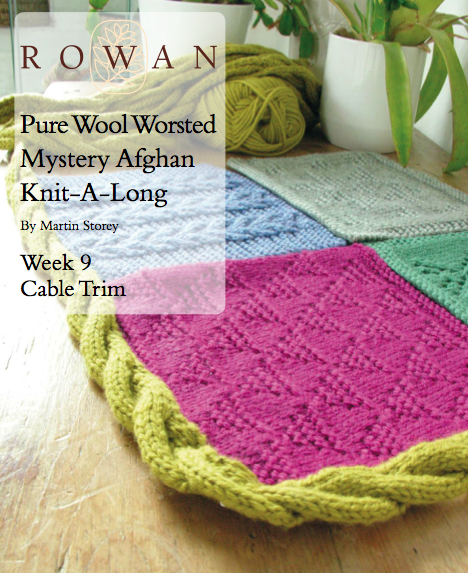 How to turn a cabled afghan border using short rows -- Rowan Mystery Martin Storey Afghan KAL I finishing tips
