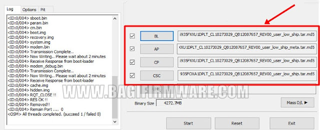 Input Firmware 4 file di odin