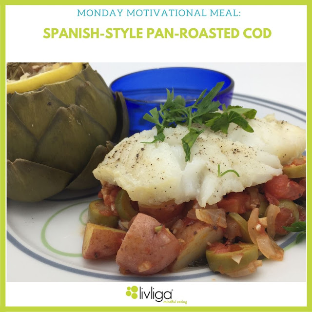Pan Roasted Cod on Vivente Portion Control Dinner Plate