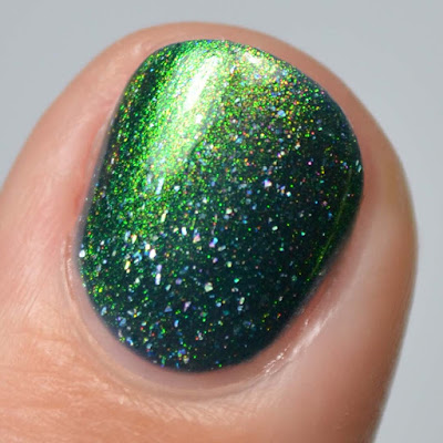 green to blue flakie multichrome nail polish swatch