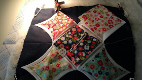 Bonnie and Camille Vintage Picnic cathedral window quilt