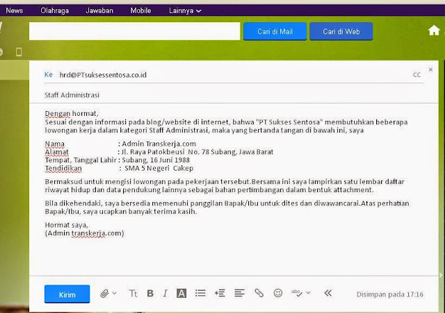 Contoh Email Surat Terima Pelantikan Kerja