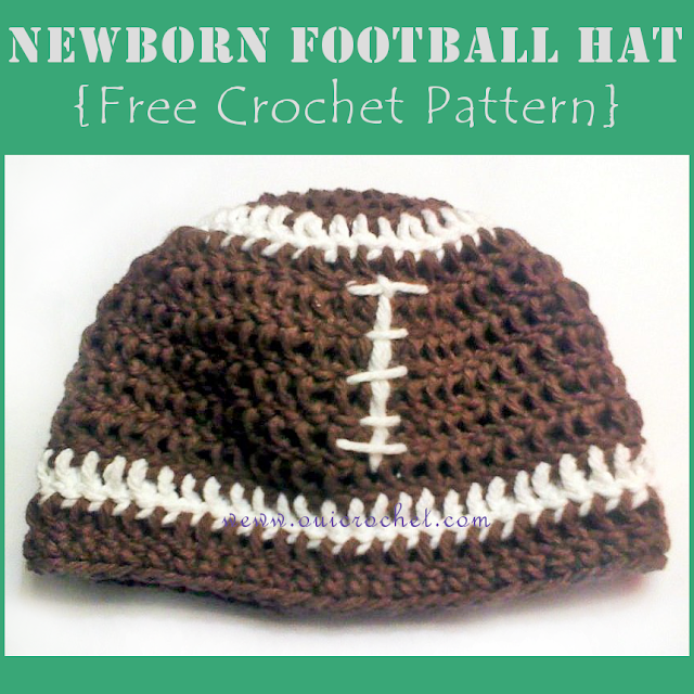 Crochet, Crochet Football Beanie, Crochet Football Hat, Crochet Hat Pattern, Free Crochet Pattern, 