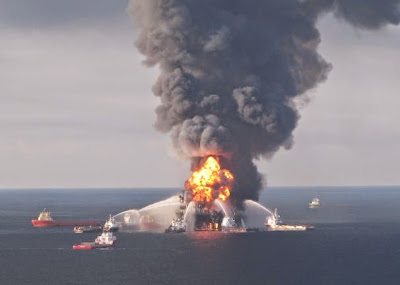 fire on an oil rig