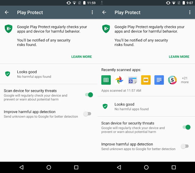 tampilan scan google play protect