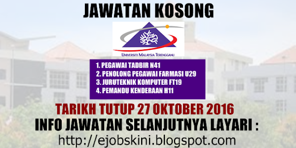 Jawatan Kosong Universiti Malaysia Terengganu (UMT) - 27 Oktober 2016