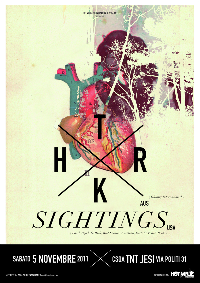 Poster design for double live concert HTRK and Sightings