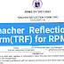 Teacher Reflection Form (TRF)