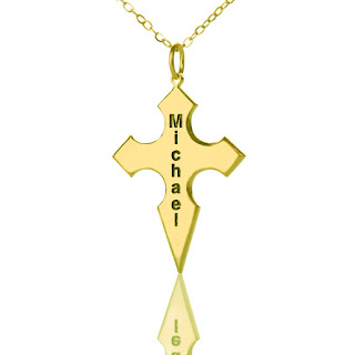 engraved cross necklace
