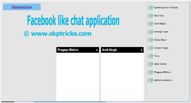 Facebook Style Chat Application with jQuery and PHP, Facebook Style Chat Box Popup using jQuery and CSS, Chat Application like Facebook, Facebook Like Chat Slider Layout Design and Facebook Style Chat Box Popup Layout Design Using JQUERY and CSS 