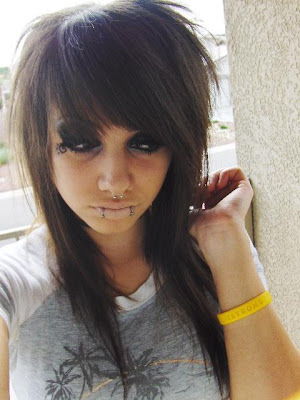 a typical Emo hairstyle. girls