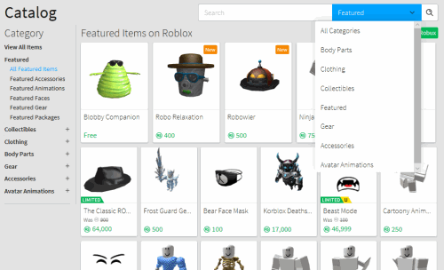 roblox avatar catalog