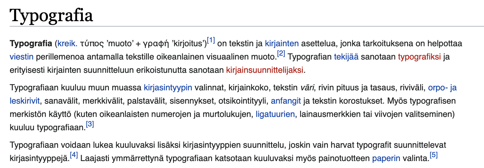 mitä on typografia