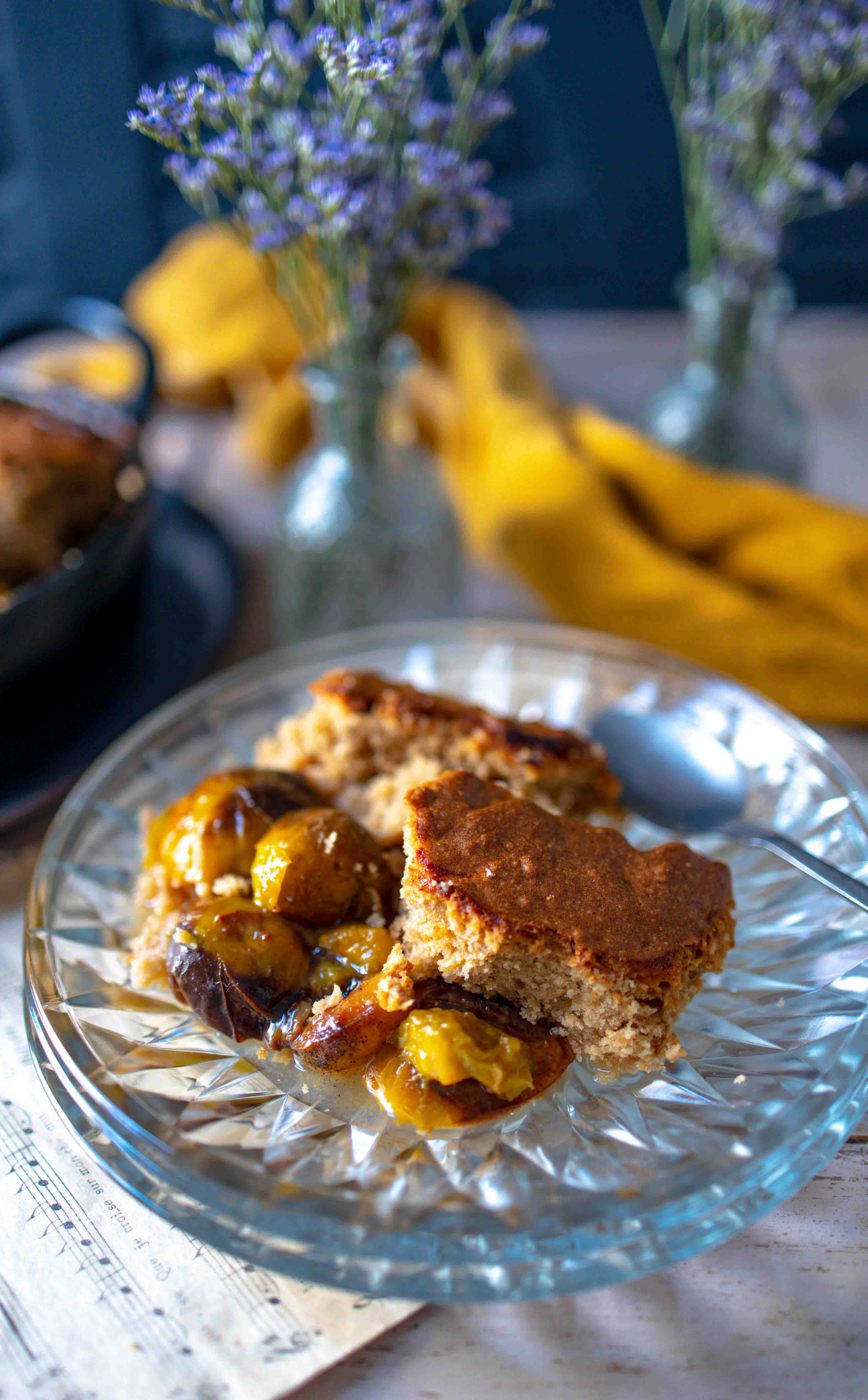 cobbler, desserts aux fruits, reines claudes cuites