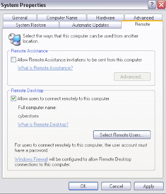 how to enable remote desktop on Windows XP