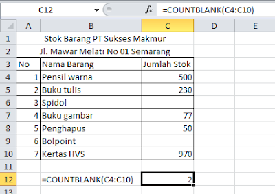 Fungsi Rumus Count dan Countblank Pada Excel