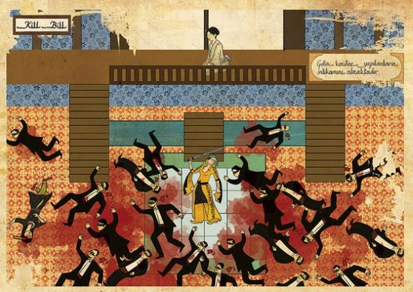 Murat Palta ilustrações posters de filmes estilo otomano turco