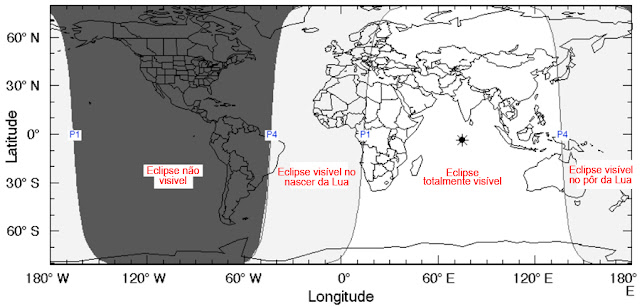 mapa de visibilidade do eclipse de setembro de 2016