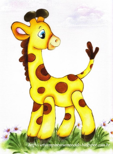 pintura em tecido girafa infantil