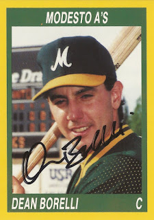 Dean Borrelli autographed 1990 Modesto Athletics card