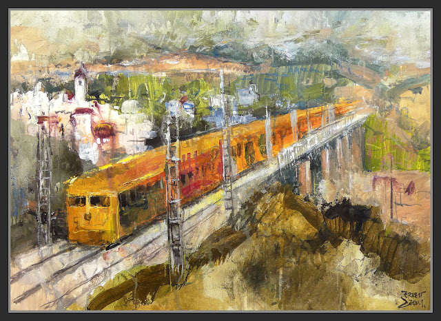 COLERA-PINTURA-ART-FERROCARRIL-POBLE-ALT EMPORDÀ-GIRONA-PAISATGES-ARTISTA-PINTOR-ERNEST DESCALS