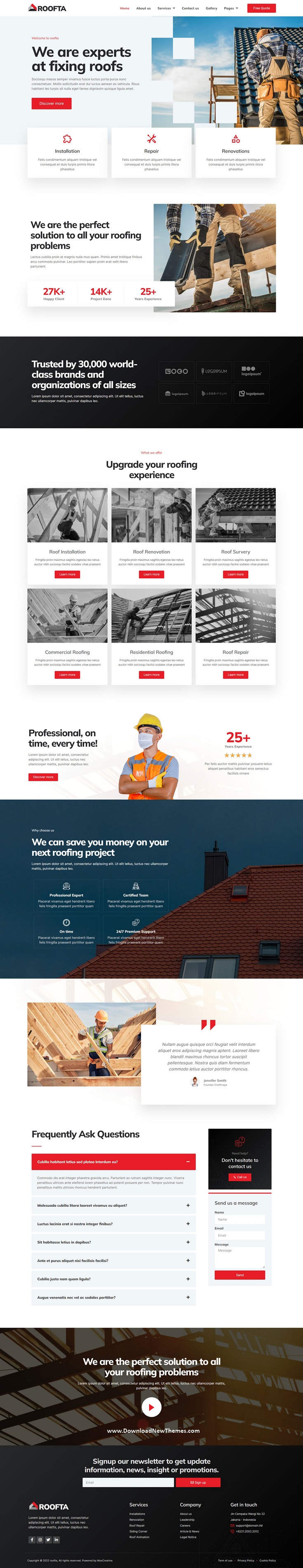 Download Roofing Services Elementor Template Kit