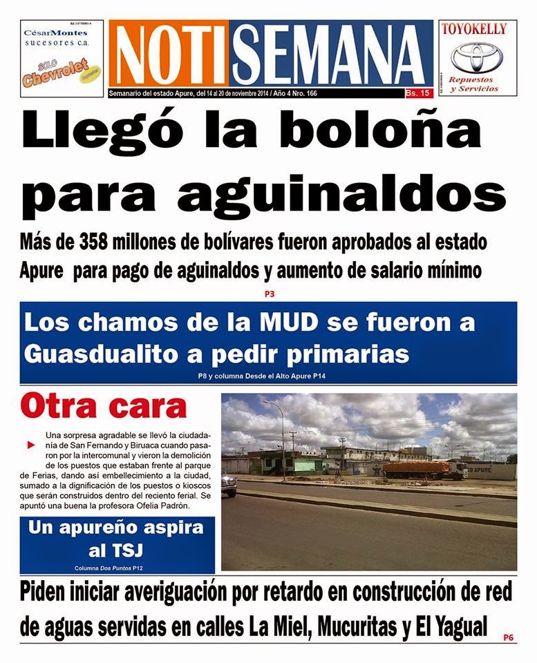 Portada del Semanario Notisemana