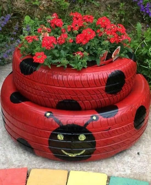 Decoração Com Pneus para Jardim