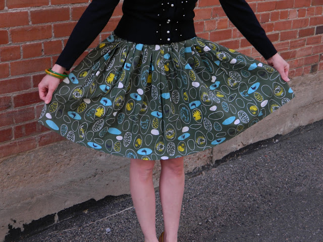 1950s novelty print chicken circle skirt Just Peachy, Darling