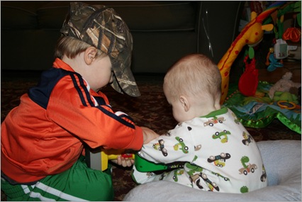 Trigger and Campbell in Laundry basket 081