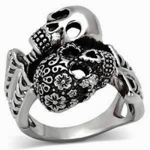 BLACK STAINLESS STEEL Crystal Ring Artificial Ring 