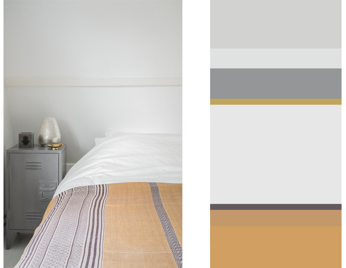Arabic influences in my bedroom with ocher and grey