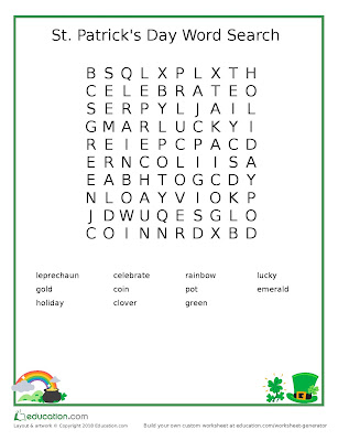 St Patrick's Day Word Search - Kid Craft 