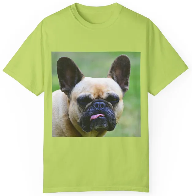 Unisex Garment Dyed Comfort Colors T-Shirt With French Bulldog Making a Weird Face