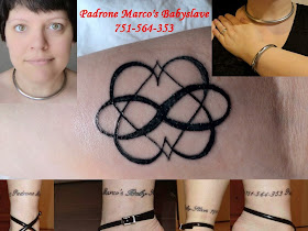 Michelle Fegatofi's tattoos and symbols of slavery and commitment.