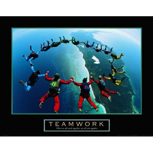 Teamwork Skydiving Poster Skydive Motivational Art Print